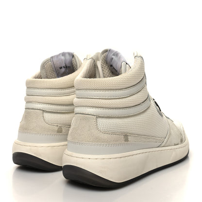 Chanel Suede Fabric Grained Calfskin Womens CC High Top Sneakers 37 White 4 of 11