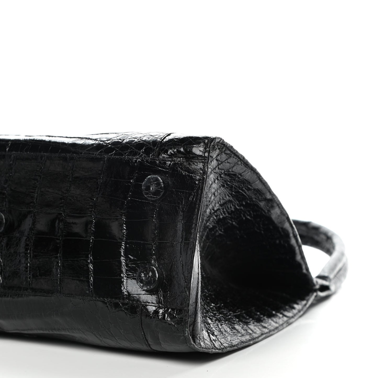 Crocodile Top Handle Bag Black