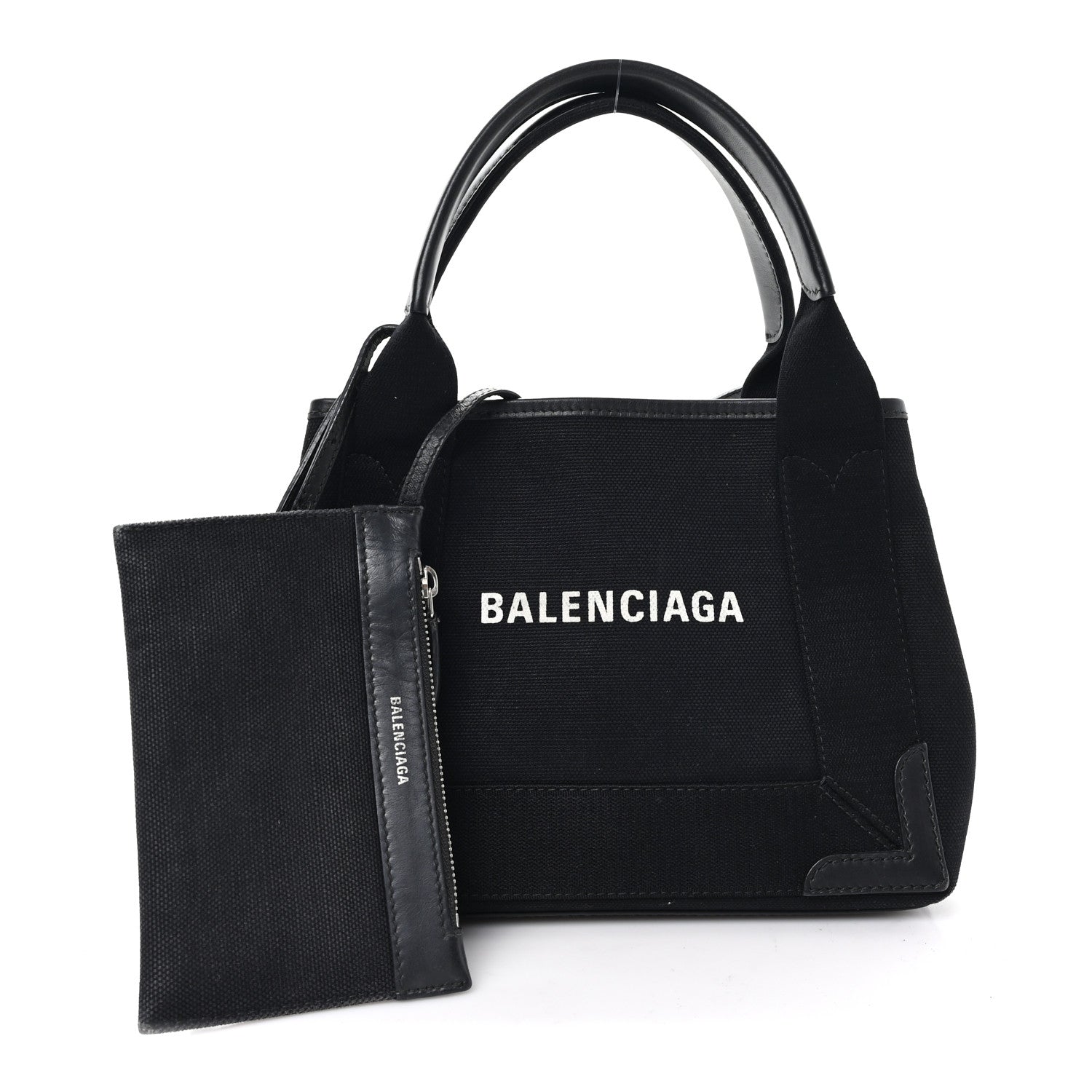 Balenciaga Cotton Canvas Calfskin Navy Cabas XS Black 3 of 12