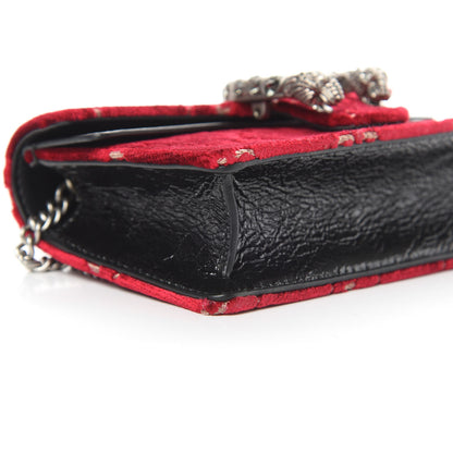 Gucci Velvet GG Monogram Super Mini Dionysus Shoulder Bag Red Cipria Black 8 of 13