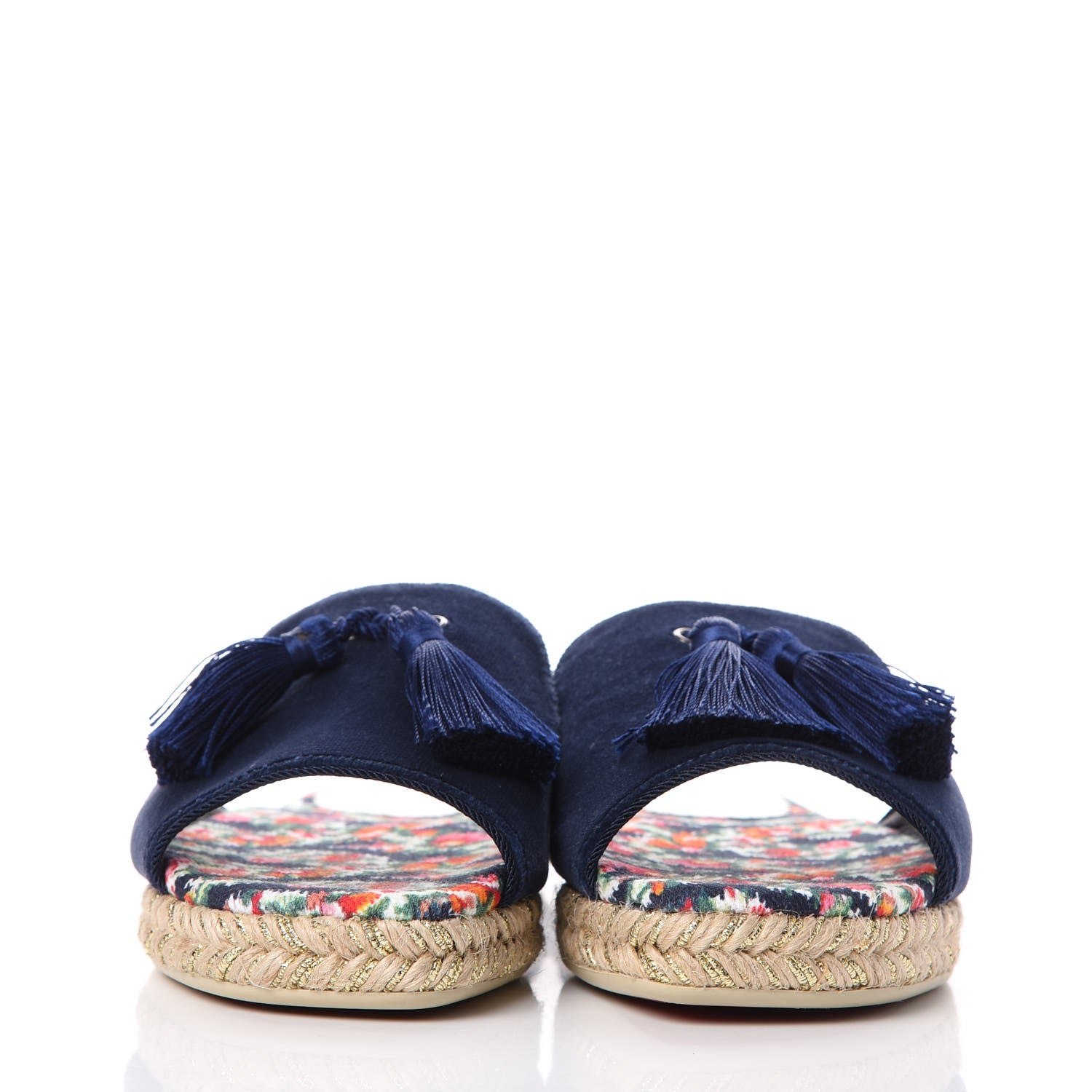 Christian Louboutin Velvet Pacha Tasseled Espadrille Slides 36 Blue 2 of 10