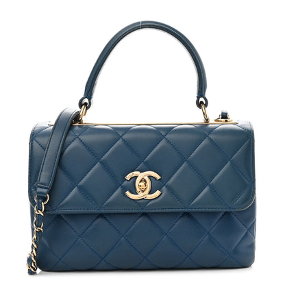 Chanel Lambskin Quilted Small Trendy CC Flap Dual Handle Bag Blue 1 of 11