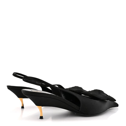 Saint Laurent Satin Crepe Dakota 50 Slingback Pumps 40.5 Black 5 of 9