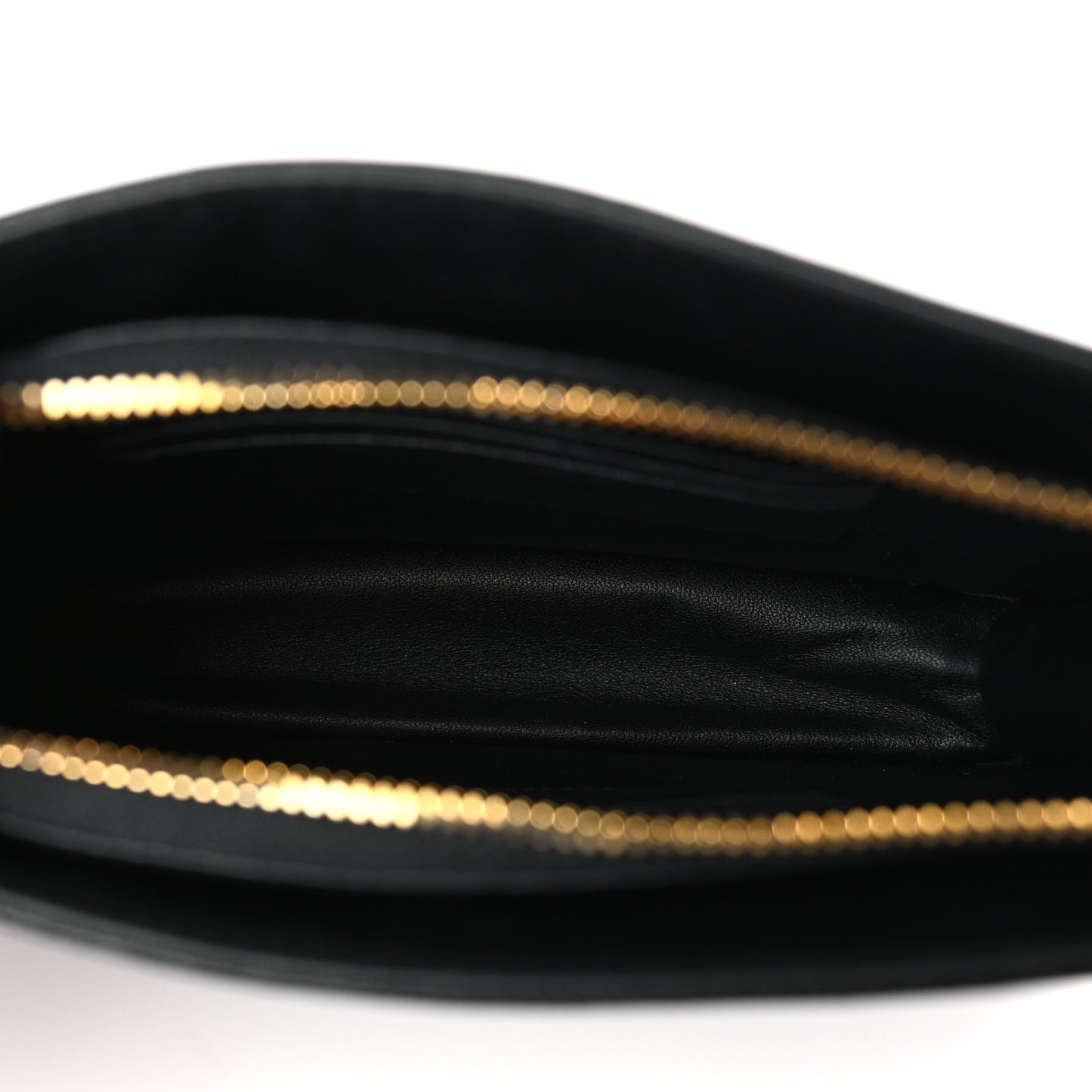 Calfskin Cannage Caro Zipped Pouch With Chain Black
