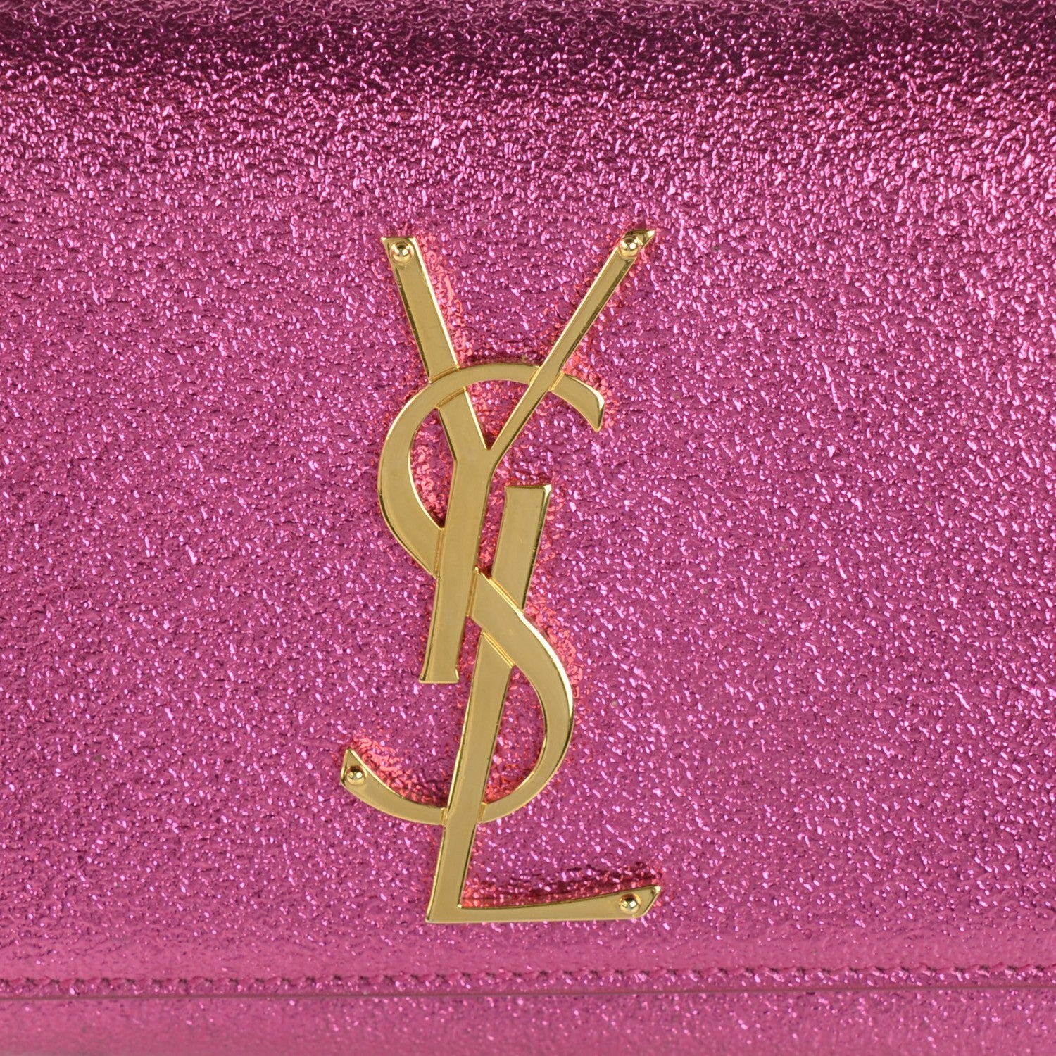 Saint Laurent Metallic Calfskin Small Classic Monogram Satchel Fuchsia 6 of 11