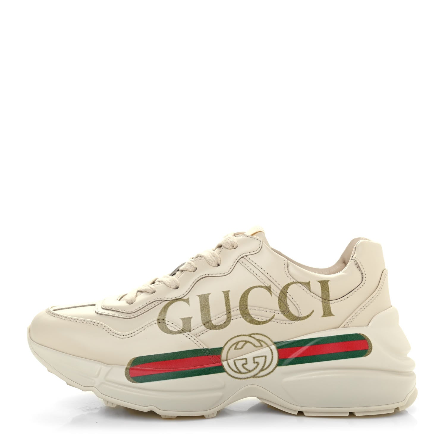 Gucci Calfskin Logo Womens Rhyton Sneakers 36 Ivory 1 of 4