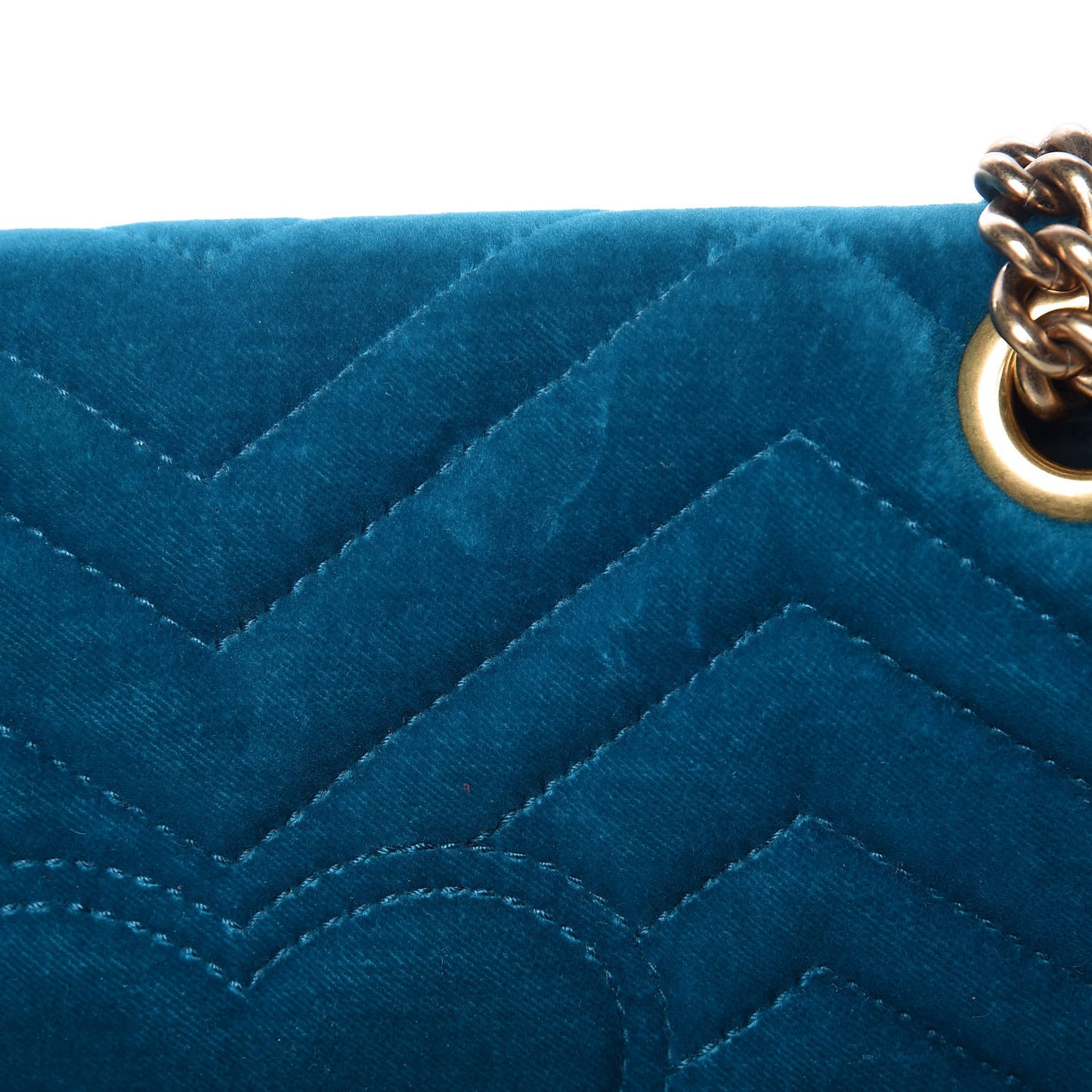 Velvet Matelasse Small GG Marmont Shoulder Bag Pavone Cyan