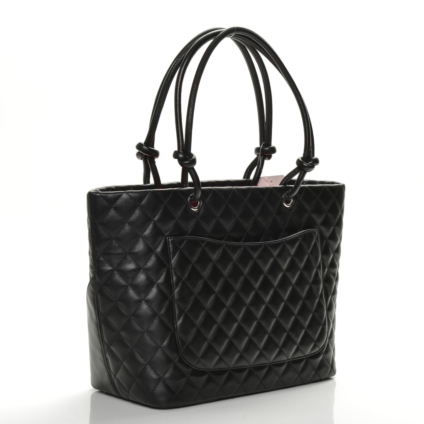 Calfskin Quilted Large Cambon Tote Black White