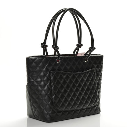Chanel Calfskin Quilted Large Cambon Tote Black White 3 of 7