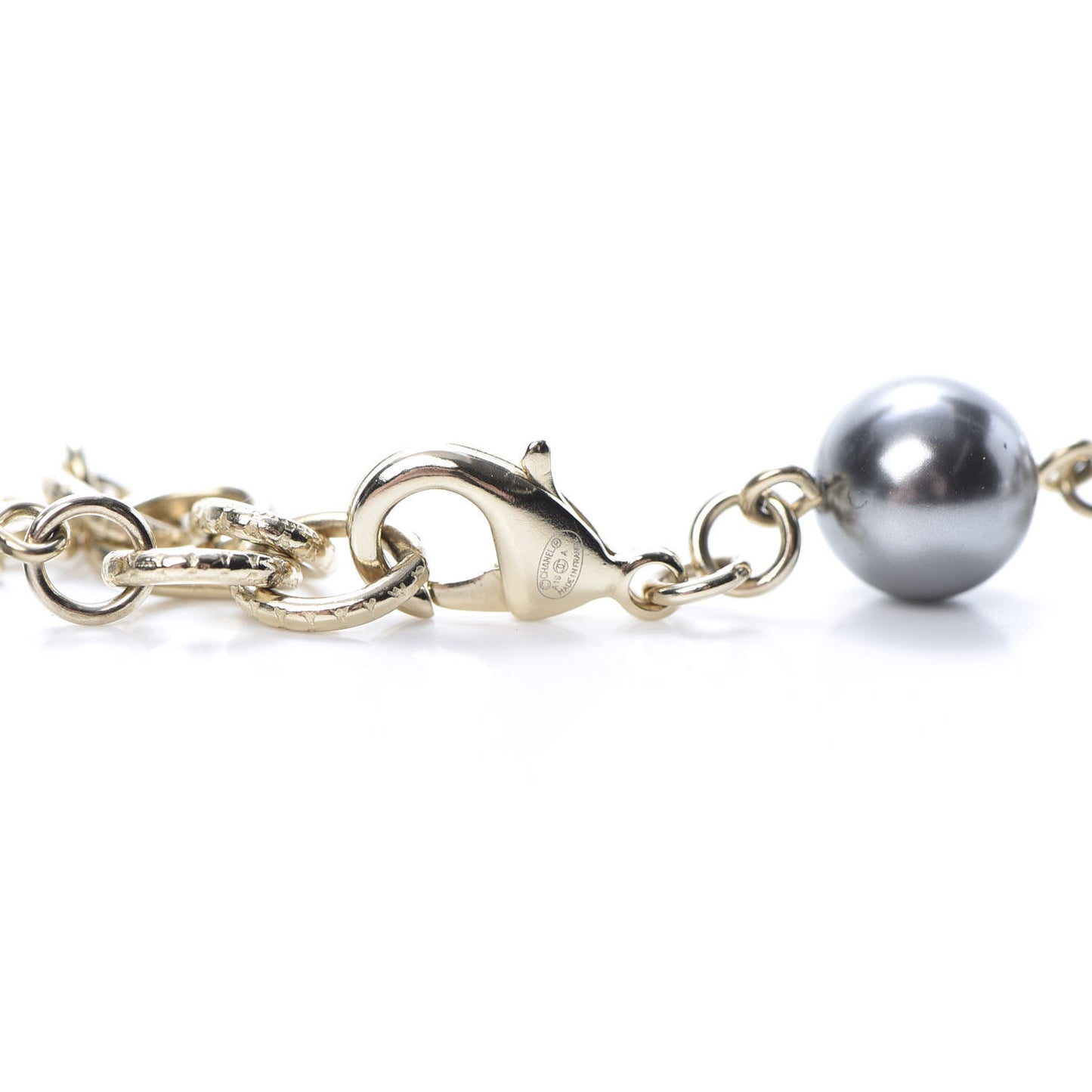 Pearl Papyrus Long Necklace Gold Pearly White Grey