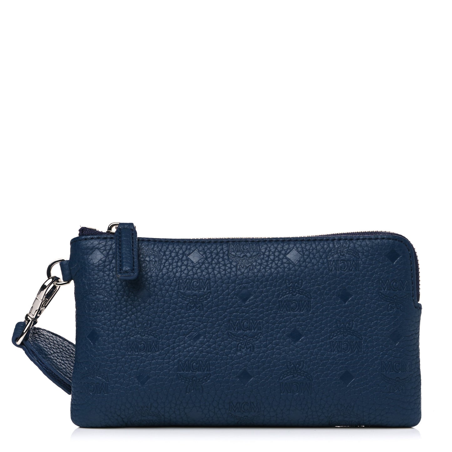 Calfskin Ottomar Monogram Wristlet Pouch Blue