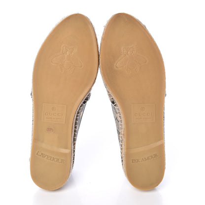 Gucci GG Supreme Monogram Bees Espadrille Flats 37.5 Beige Ebony Oro Black 7 of 13