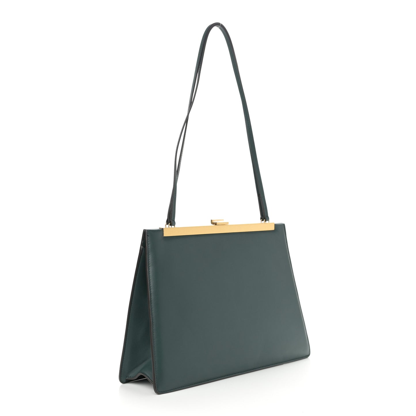 Smooth Calfskin Medium Clasp Shoulder Bag Forest