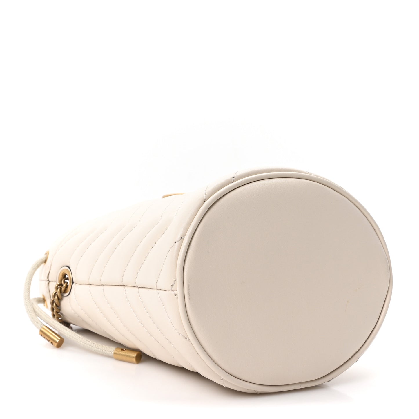 Calfskin Matelasse Mini GG Marmont 2.0 Bucket Bag White