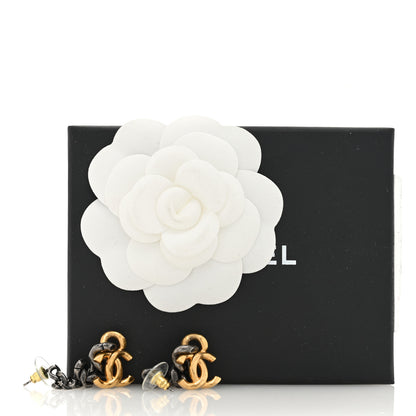 Chanel Metal CC Pick Drop Earrings Ruthenium Gold 5 of 5