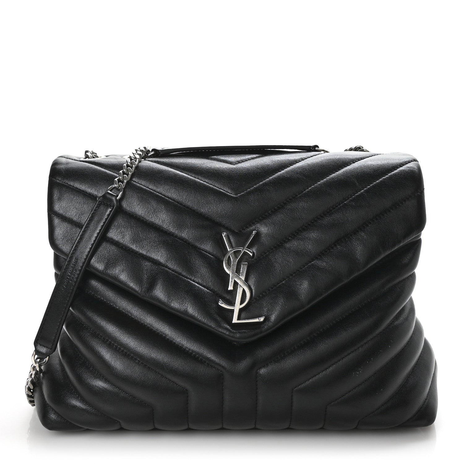 Saint Laurent Calfskin Y Quilted Monogram Medium Loulou Chain Satchel Black 1 of 8