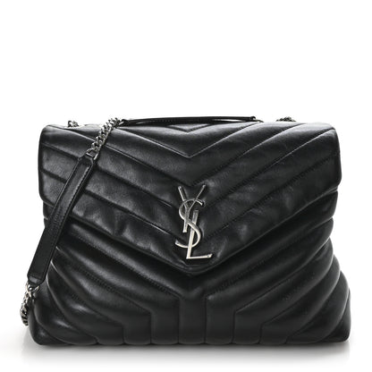 Saint Laurent Calfskin Y Quilted Monogram Medium Loulou Chain Satchel Black 1 of 8