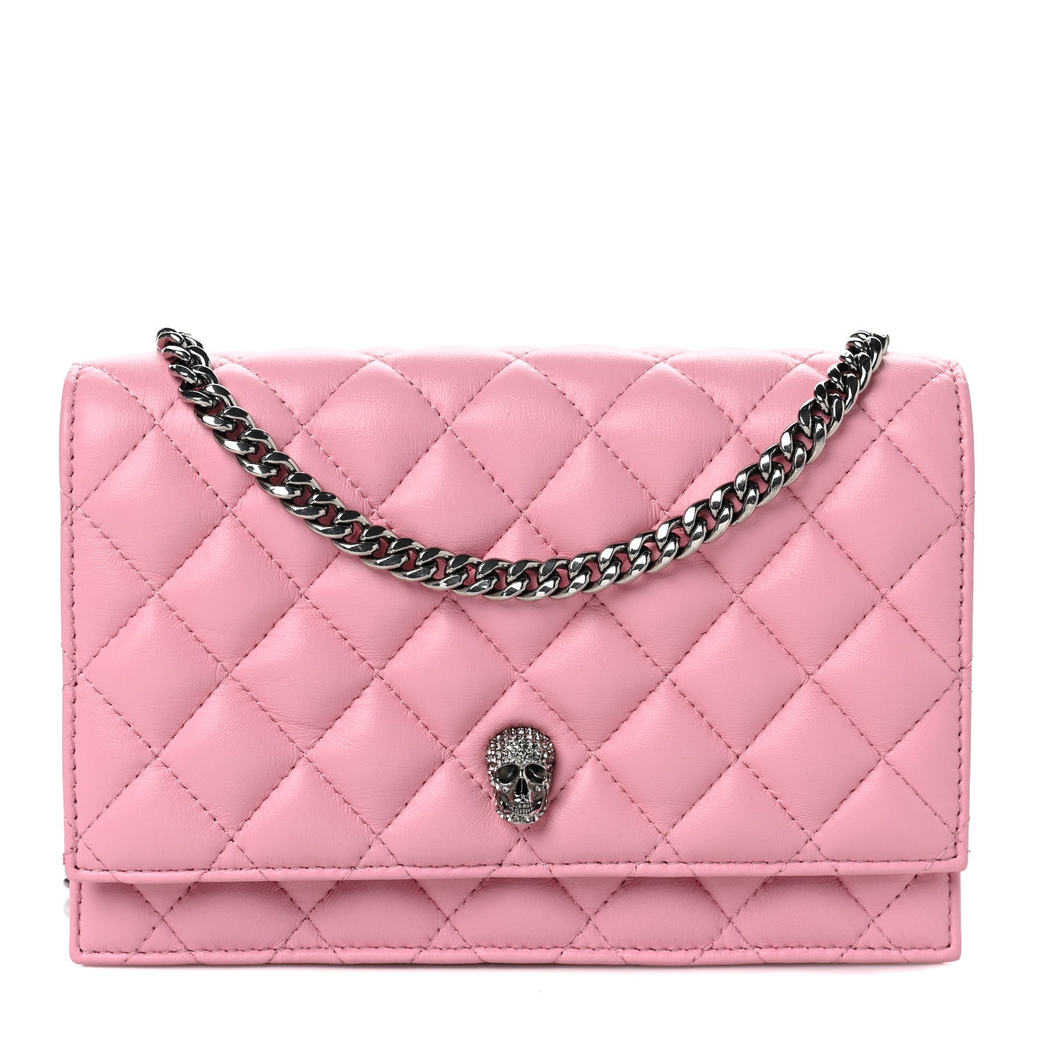 Alexander McQueen Calfskin Quilted Skull Small Chain Crossbody Bag Pink 1 of 8