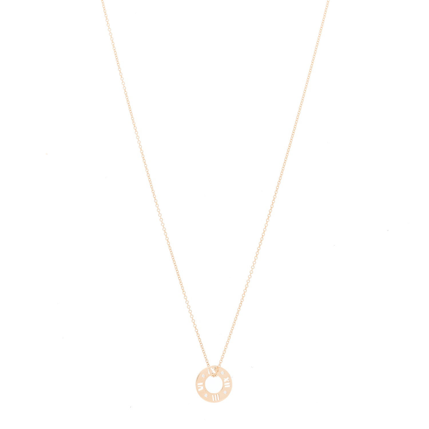 Tiffany 18K Rose Gold Diamond Atlas Pierced Pendant Necklace 1 of 5