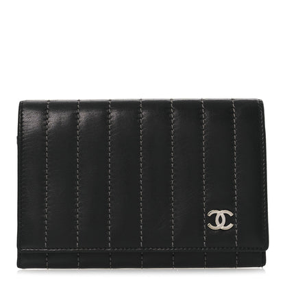 Chanel Lambskin Vertical Quilted Mademoiselle Compact Wallet Black 1 of 12