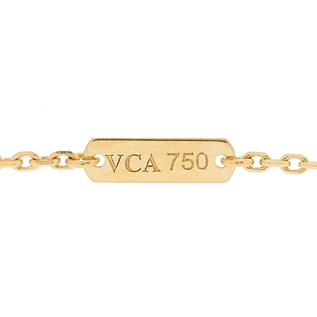 18K Yellow Gold Mother of Pearl Vintage Alhambra Pendant Necklace