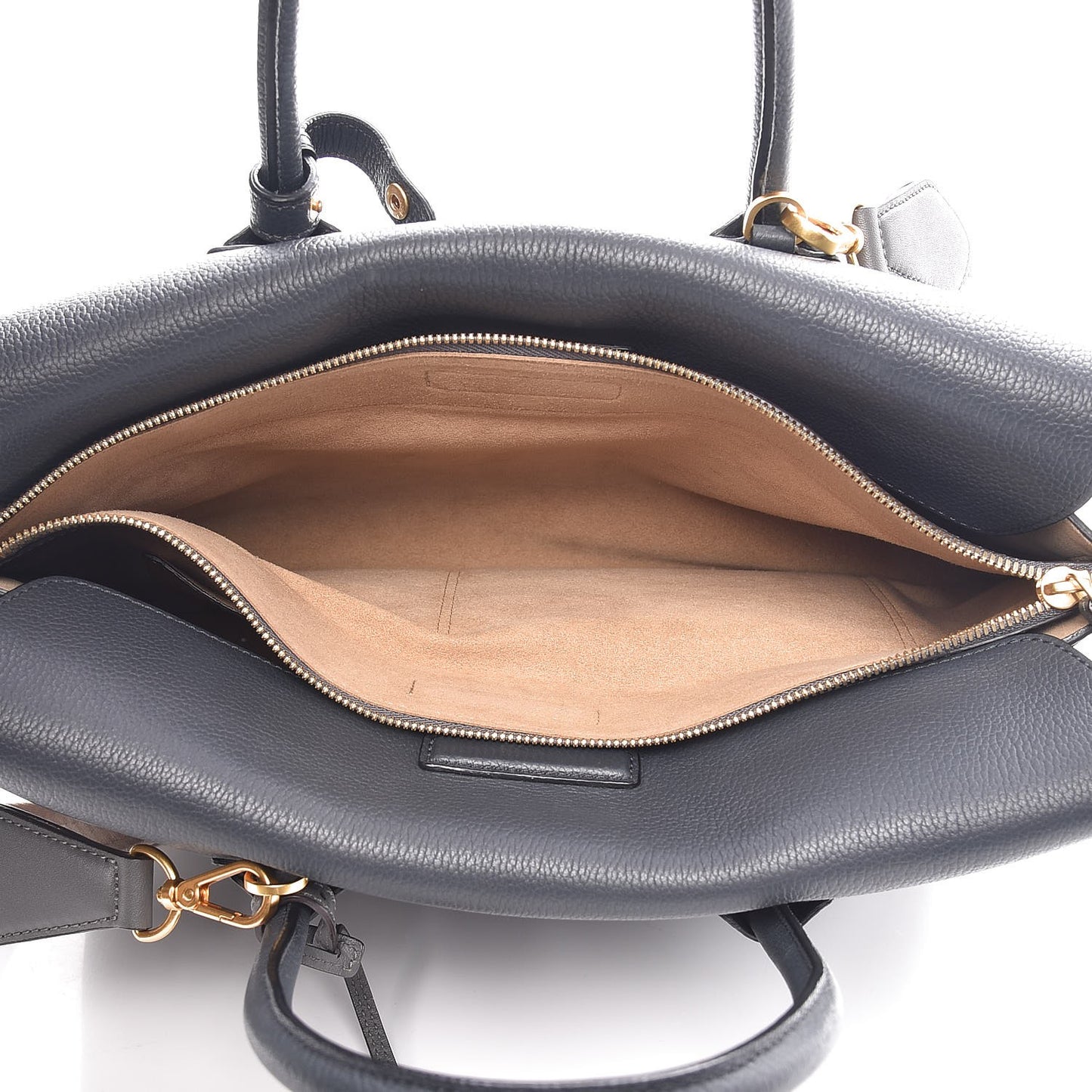 Grained Calfskin Medium Milla Tote Phantom Grey