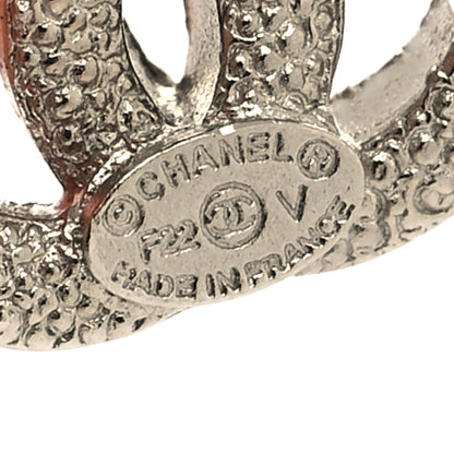 Chanel Crystal Timeless CC Earrings Silver 4 of 4