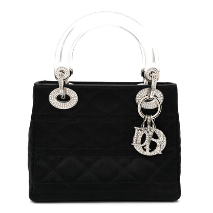 Christian Dior Satin Swarovski Crystal Acrylic PVC Cannage Mini Lady Dior Black 1 of 11