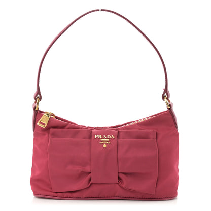 Prada Tessuto Nylon Bow Shoulder Bag Begonia 1 of 12