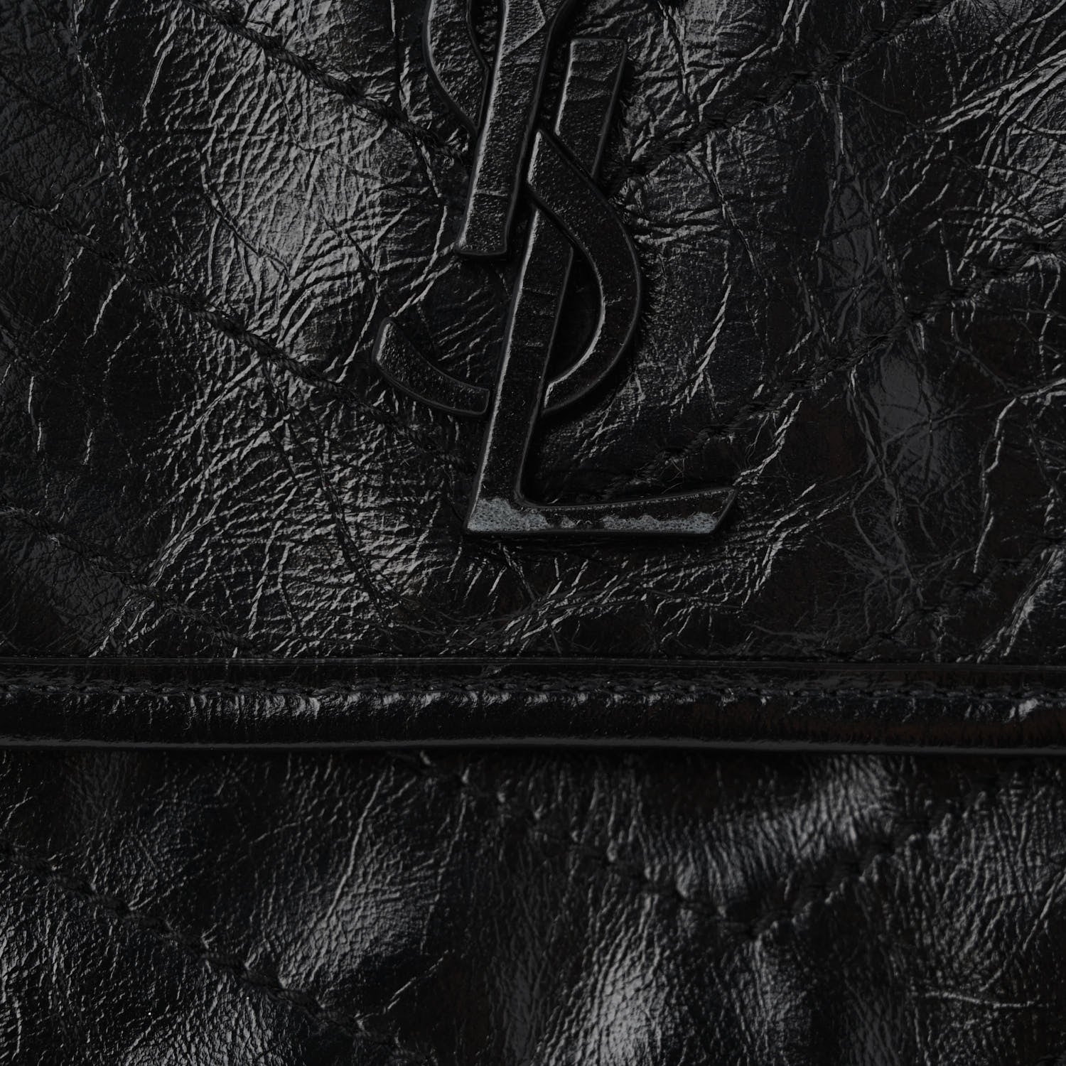 Saint Laurent Crinkled Calfskin Matelasse Monogram Medium Niki Chain Satchel Black 10 of 11