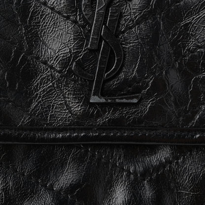 Saint Laurent Crinkled Calfskin Matelasse Monogram Medium Niki Chain Satchel Black 10 of 11