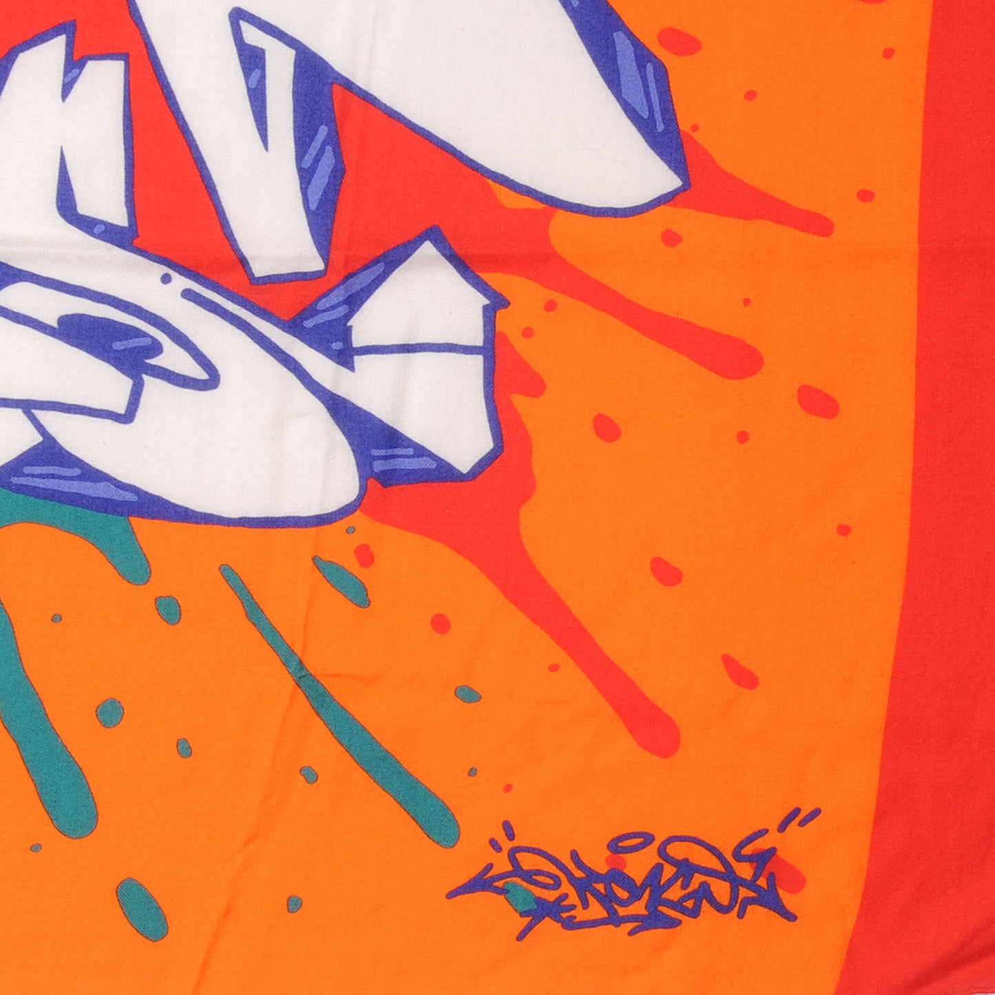 Silk Cashmere Graff Graffiti Shawl 140 Orange