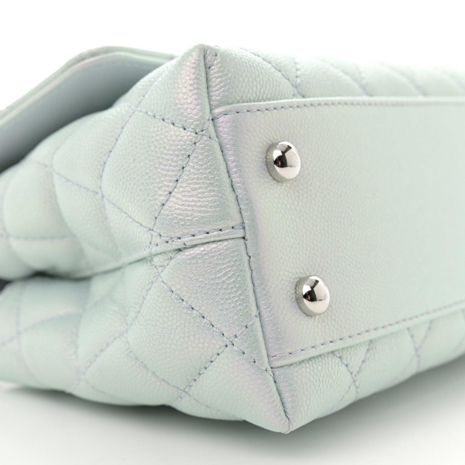 Chanel Iridescent Caviar Quilted Mini Coco Handle Flap Light Blue 9 of 11