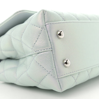 Chanel Iridescent Caviar Quilted Mini Coco Handle Flap Light Blue 9 of 11