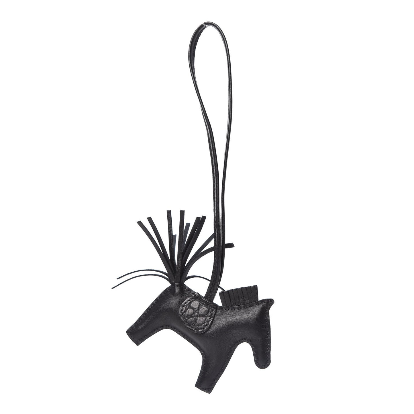 Milo Lambskin Matte Alligator Touch Grigri Rodeo Horse Bag Charm PM So Black