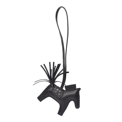 Hermes Milo Lambskin Matte Alligator Touch Grigri Rodeo Horse Bag Charm PM So Black 1 of 5