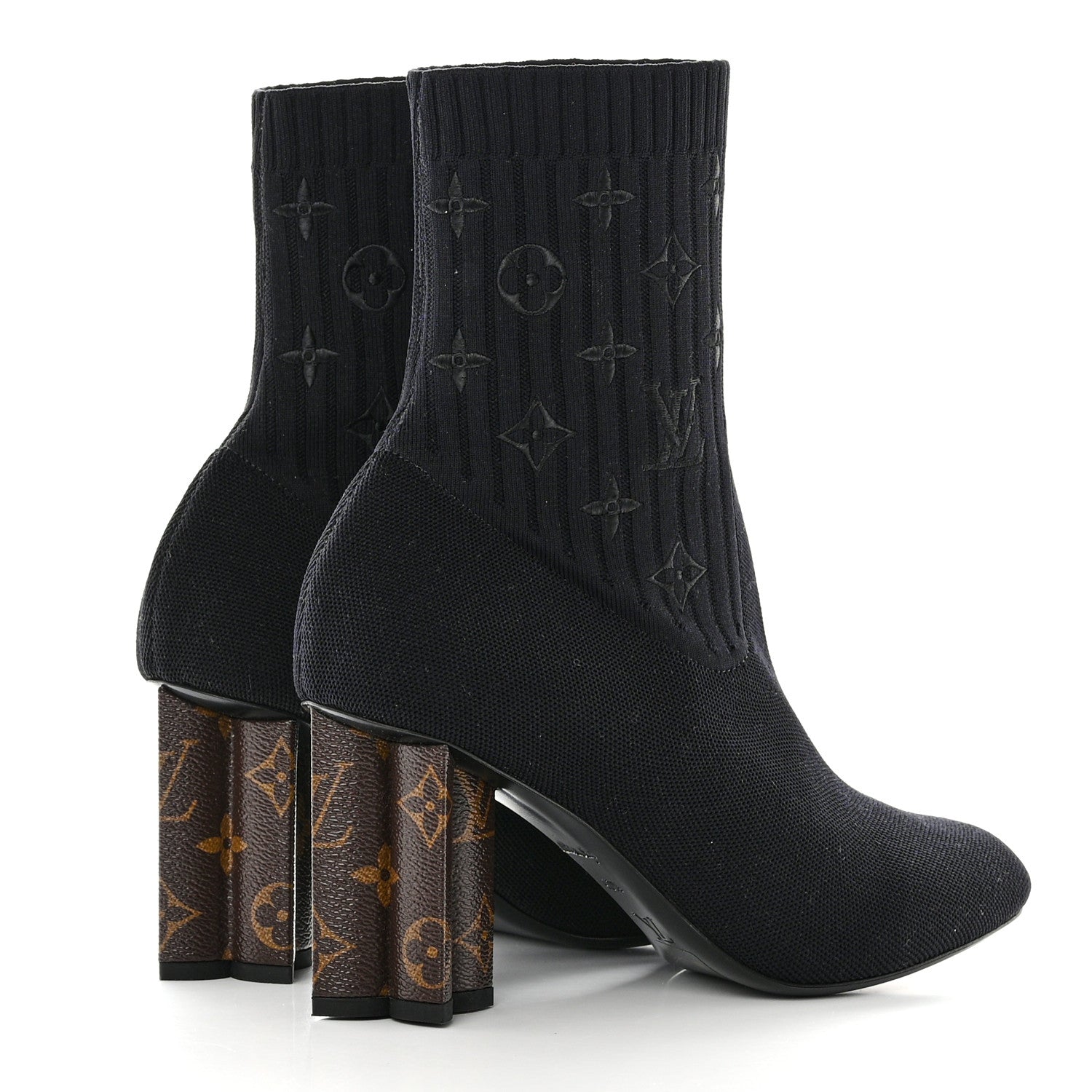 Louis Vuitton Monogram Stretch Fabric Silhouette Ankle Boots 40.5 Black 4 of 8
