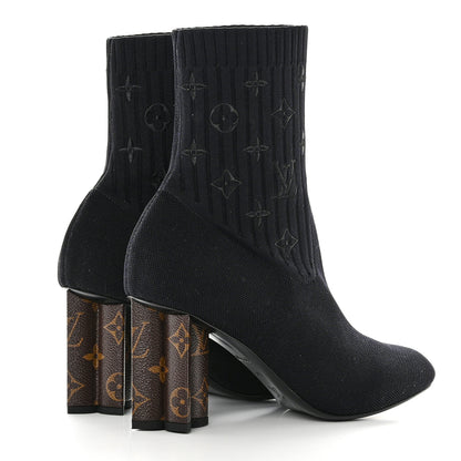 Louis Vuitton Monogram Stretch Fabric Silhouette Ankle Boots 40.5 Black 4 of 8