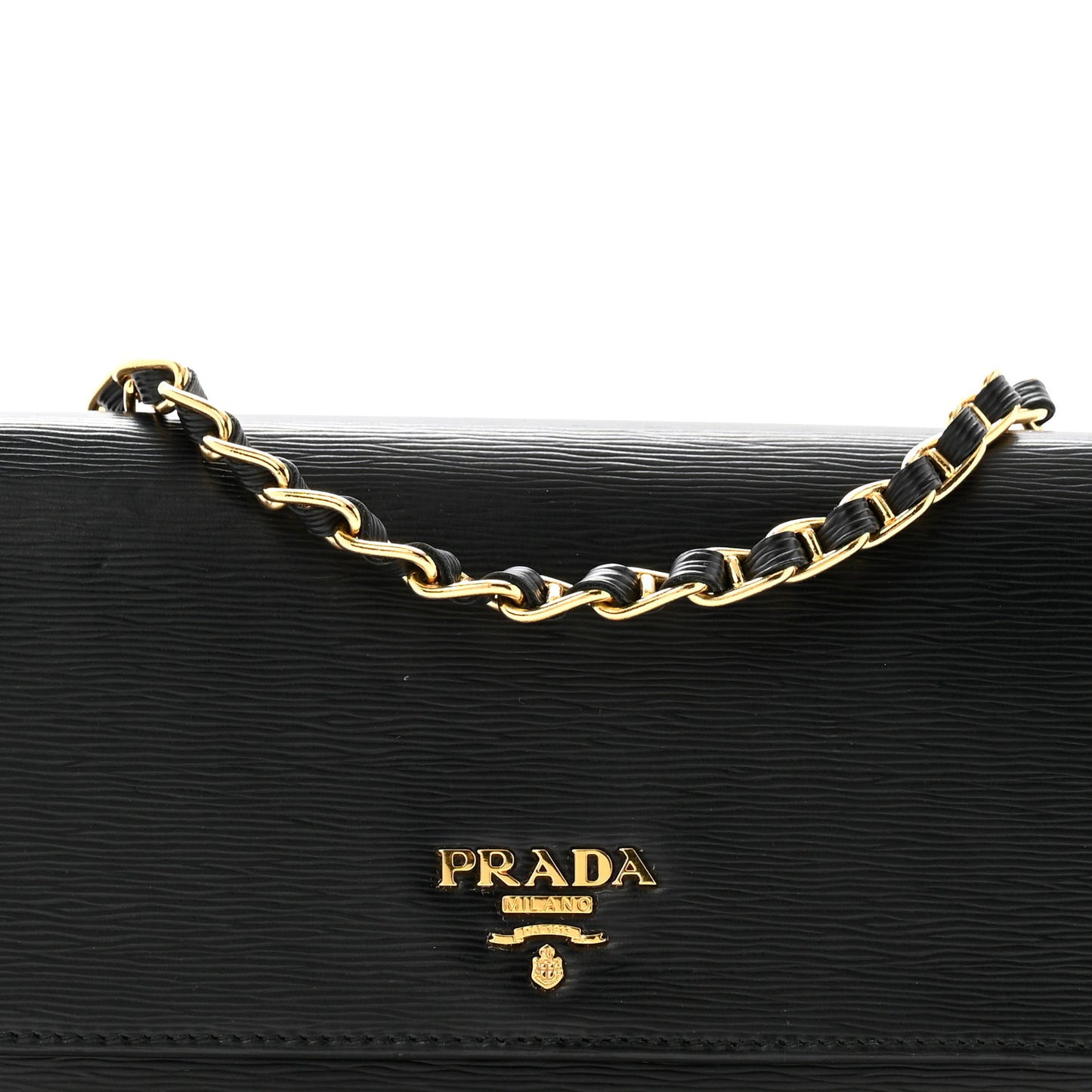 Vitello Move Metal Oro Chain Wallet Black