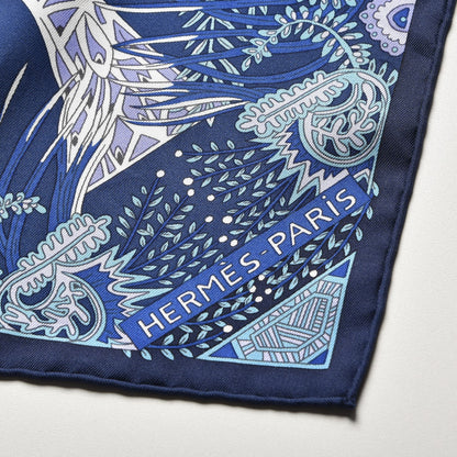 Hermes Silk Maitres de la Foret Scarf 90 Marine Lavande Turquoise 3 of 5