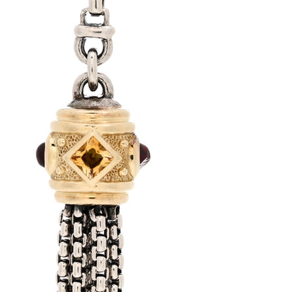 David Yurman Sterling Silver 14K Yellow Gold Citrine Rhodilite Garnet Renaissance Tassel Necklace 7 of 7