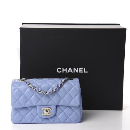 Chanel Lambskin Quilted Mini Rectangular Flap Light Blue 11 of 11
