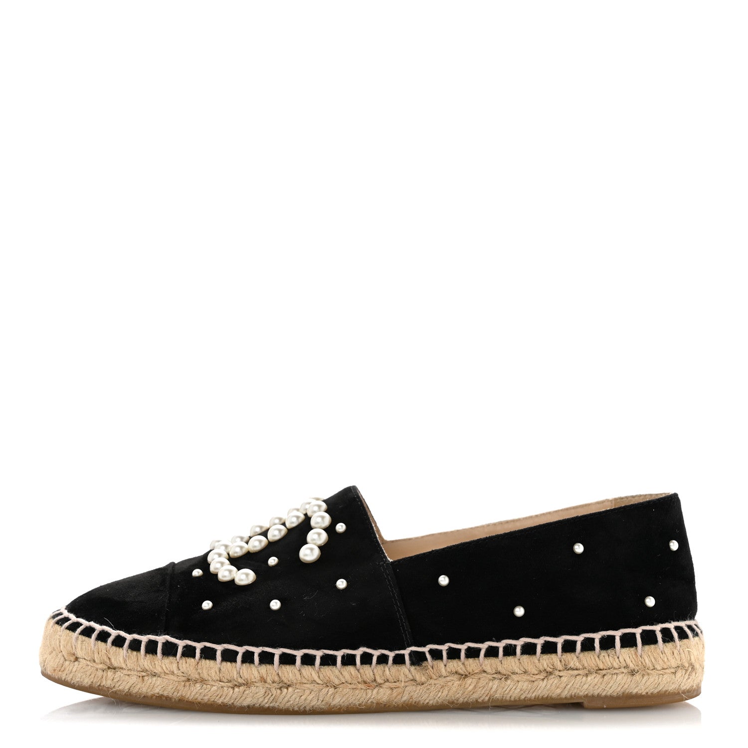 Chanel Suede Pearl CC Espadrilles 37 Black 1 of 10