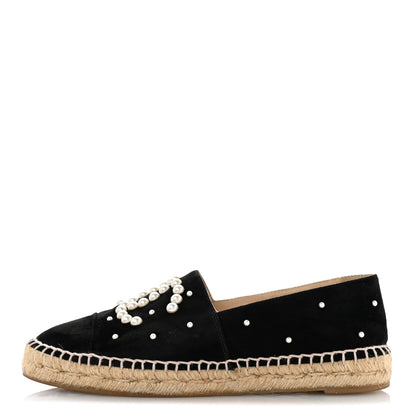 Chanel Suede Pearl CC Espadrilles 37 Black 1 of 10