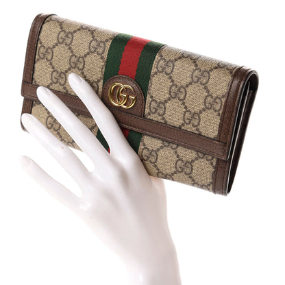 Gucci GG Supreme Monogram Web Ophidia Continental Wallet Brown 2 of 9