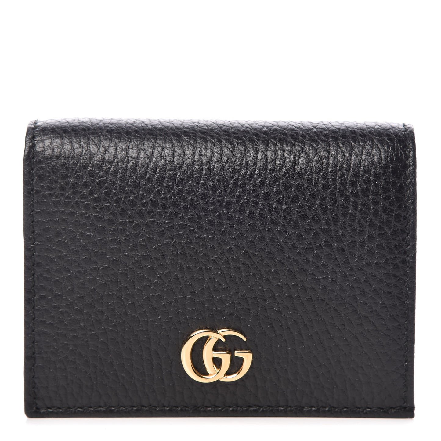 Pebbled Calfskin GG Marmont Card Case Black