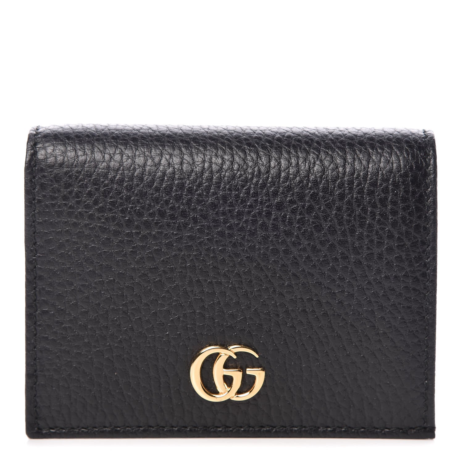 Gucci Pebbled Calfskin GG Marmont Card Case Black 1 of 10