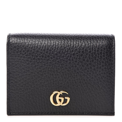 Gucci Pebbled Calfskin GG Marmont Card Case Black 1 of 10