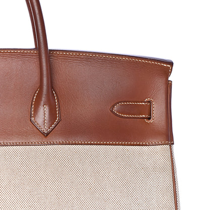 Hermes Toile Barenia Birkin 40 Fauve 27 of 37
