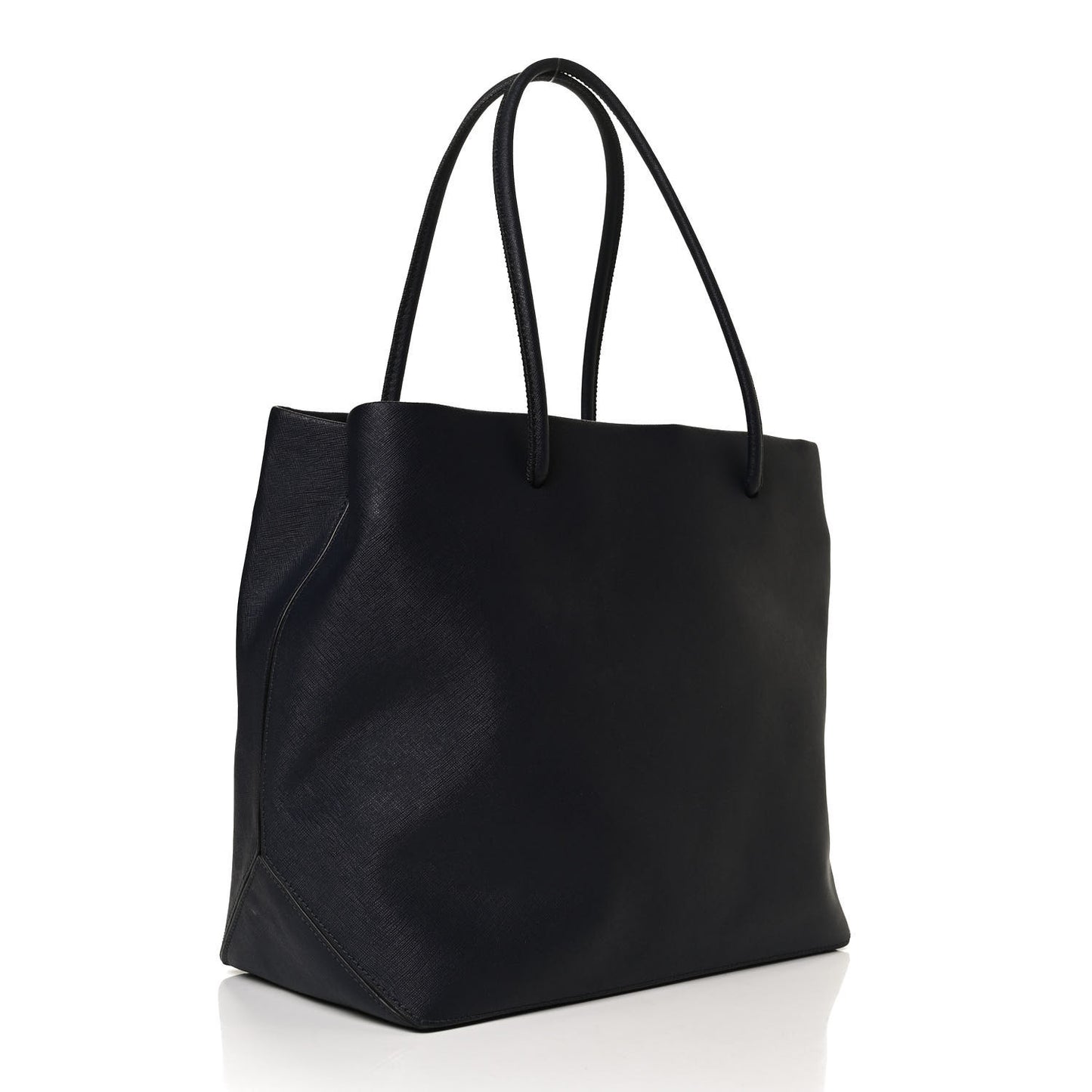 Calfskin Embossed Logo East West Shopper Tote Navy